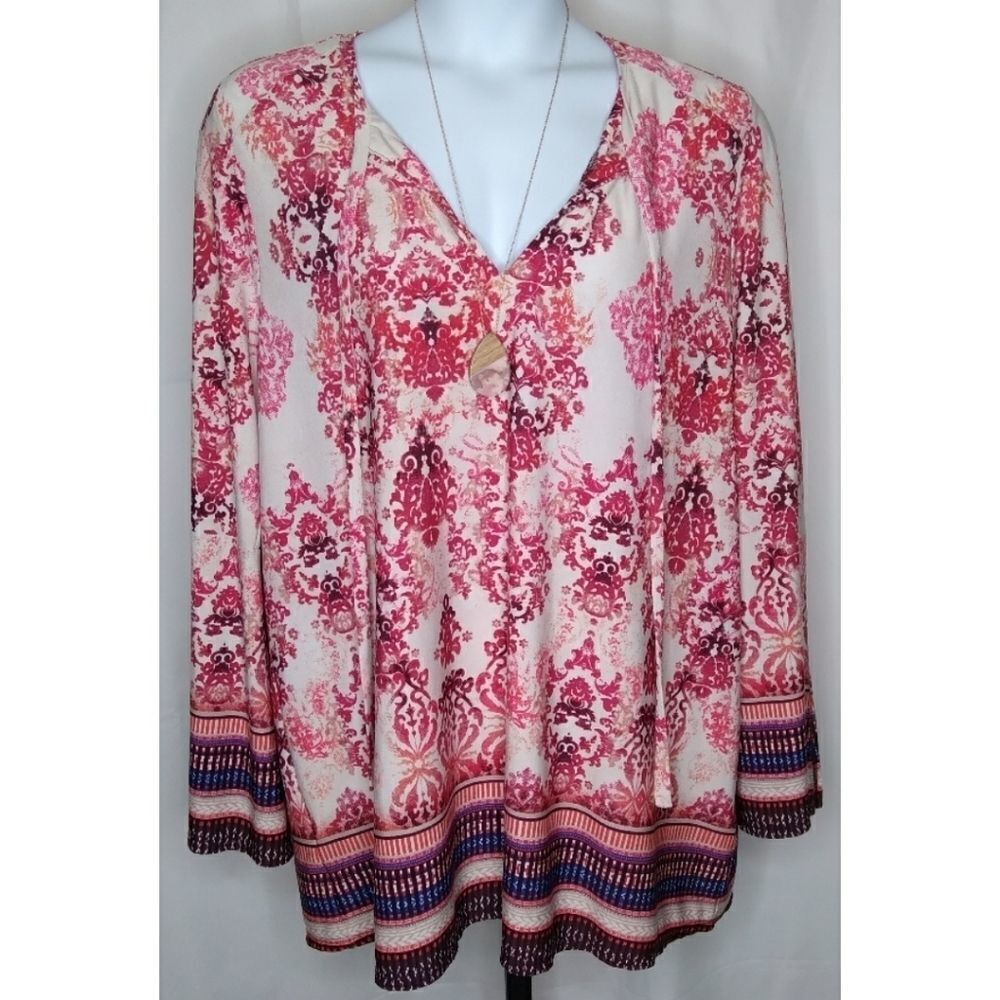 CATO Print Tunic Split Bell Slv 22 24